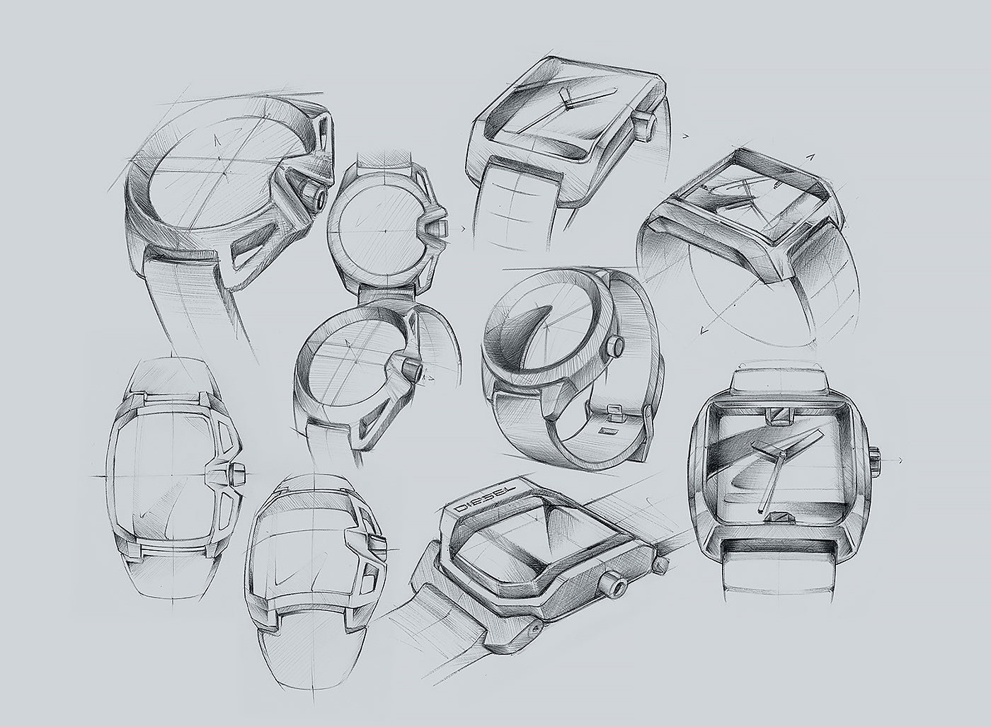 Wrist watch，glasses，sketch，