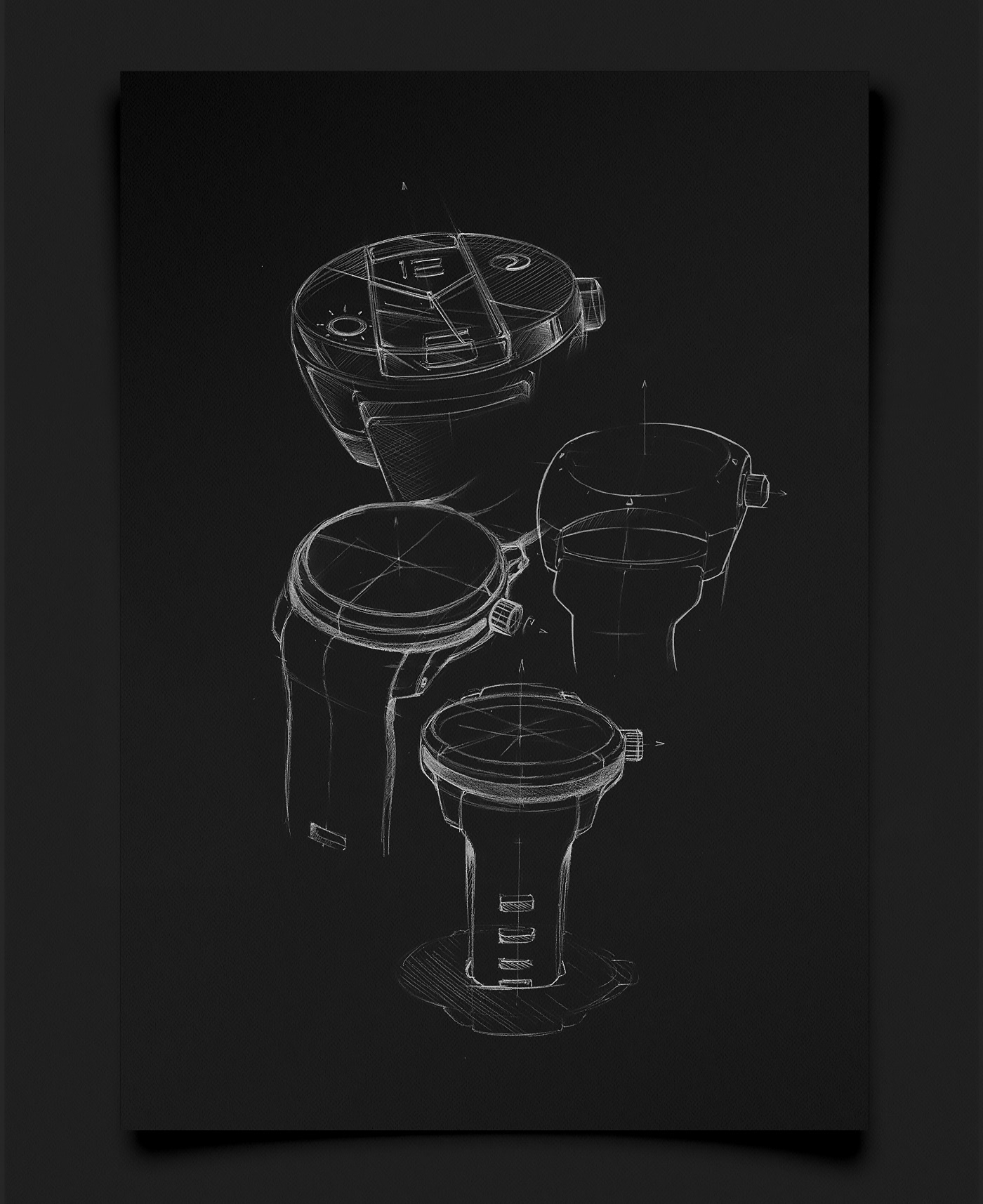 Wrist watch，glasses，sketch，