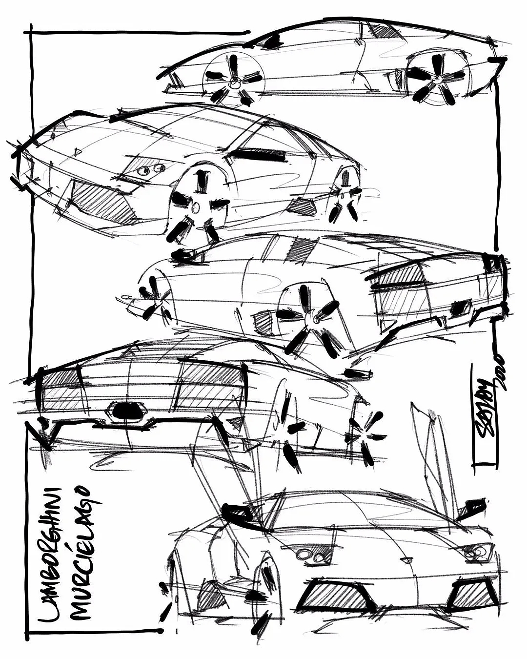 Hand drawn drawing of automobile，Automotive CMF，CMF design，