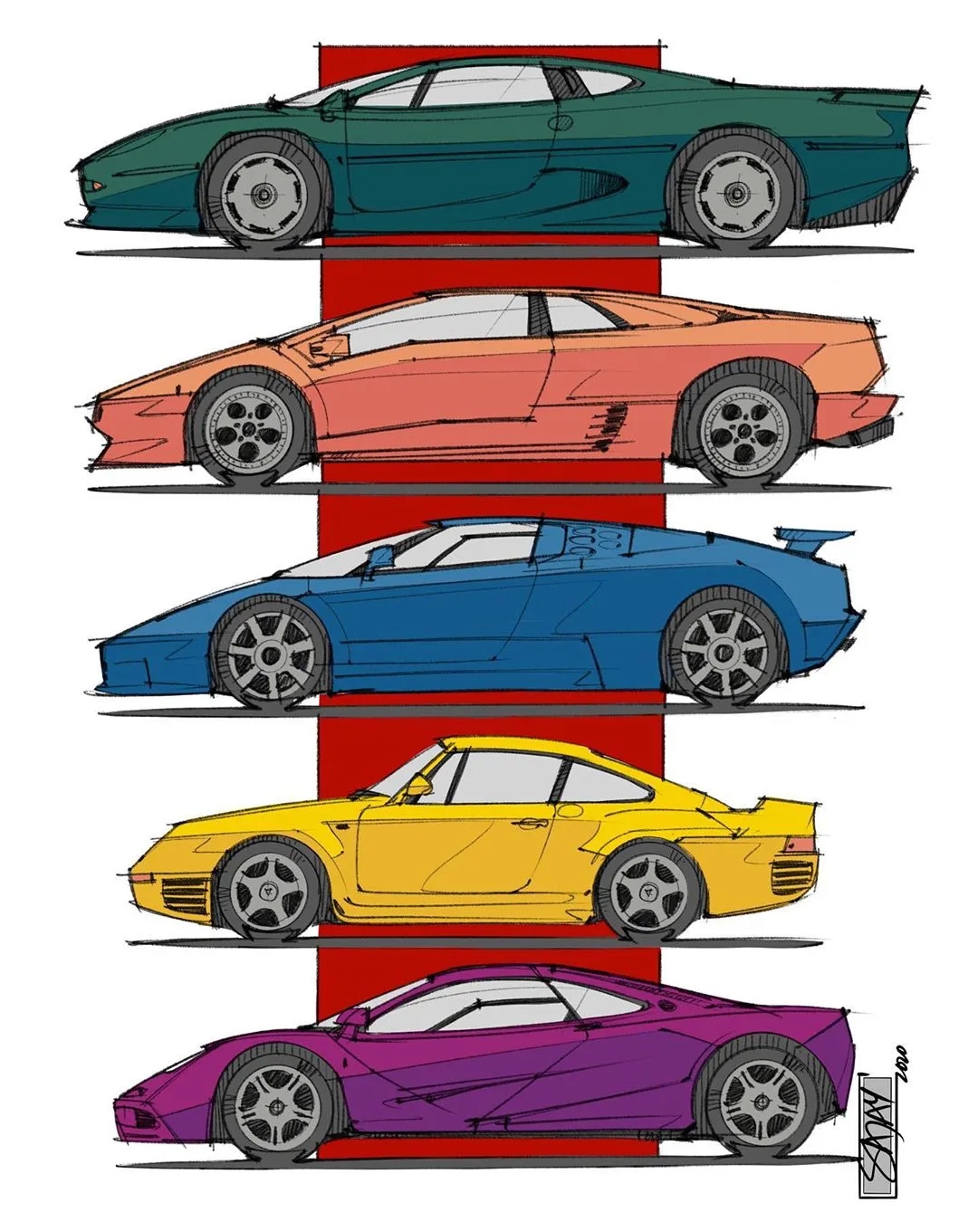 汽车手绘图,汽车cmf,cmf设计