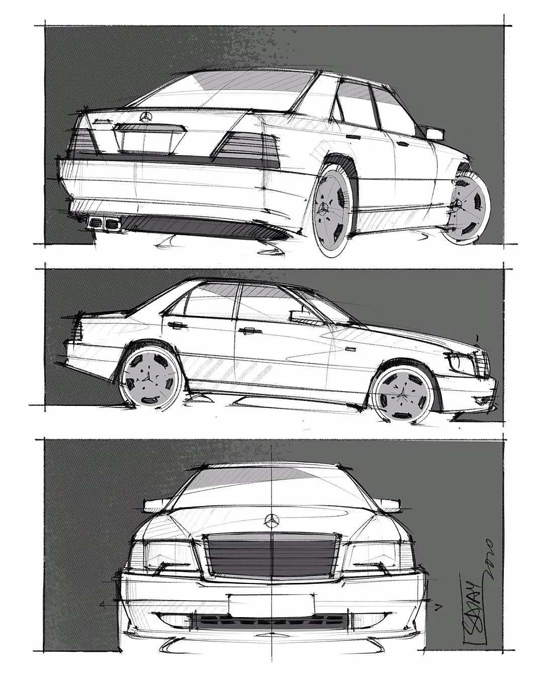 Hand drawn drawing of automobile，Automotive CMF，CMF design，