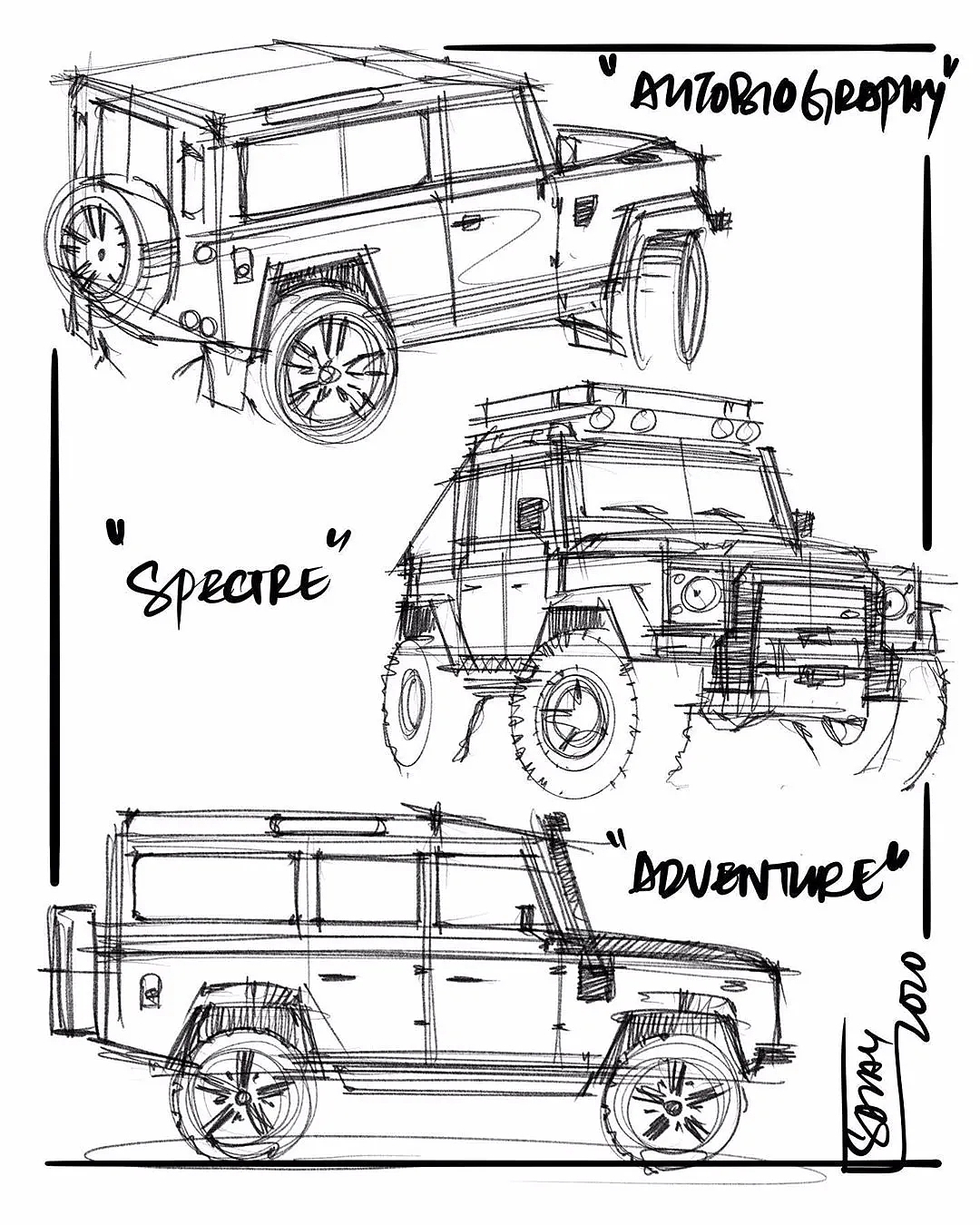 Hand drawn drawing of automobile，Automotive CMF，CMF design，