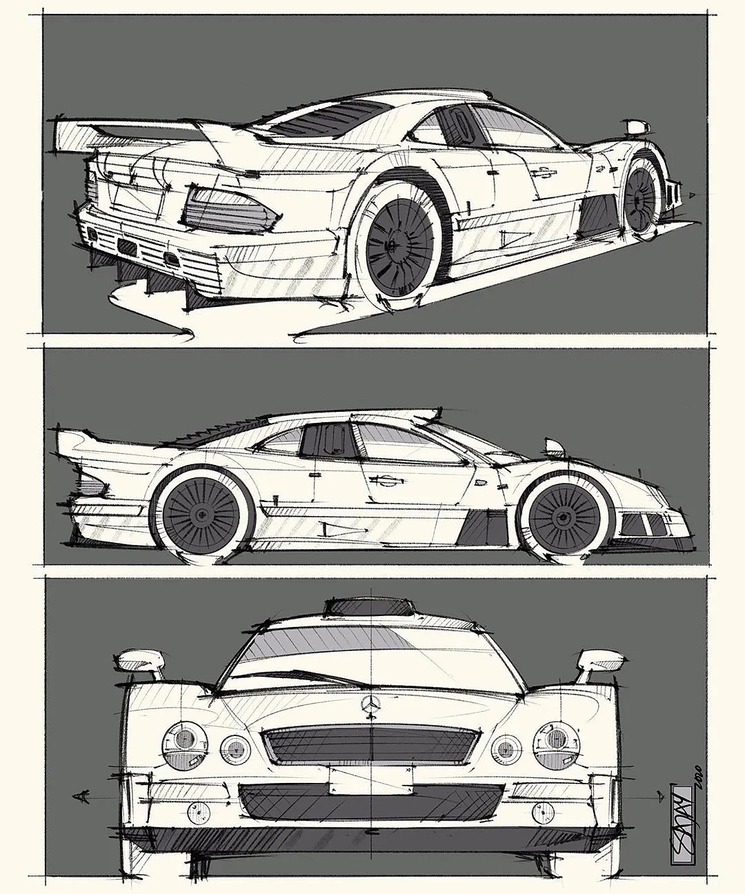 Hand drawn drawing of automobile，Automotive CMF，CMF design，