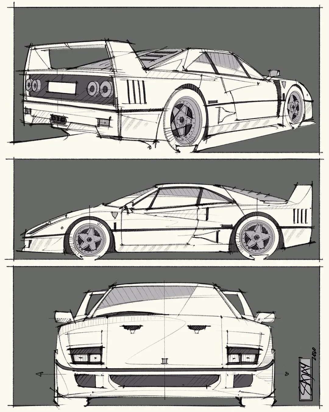 Hand drawn drawing of automobile，Automotive CMF，CMF design，