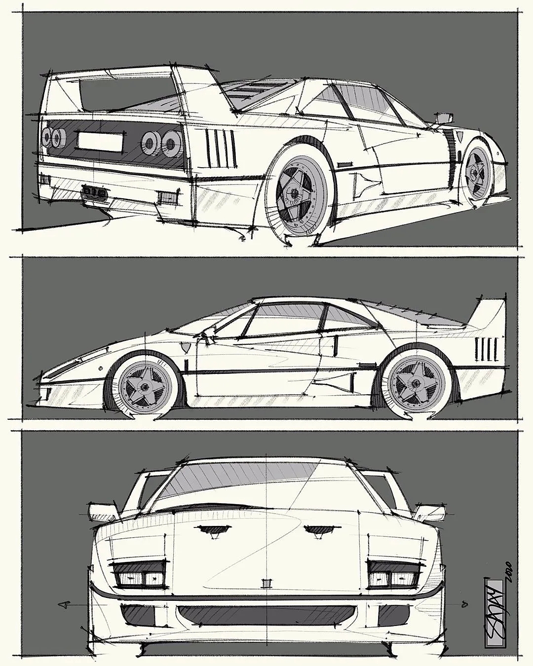 Hand drawn drawing of automobile，Automotive CMF，CMF design，