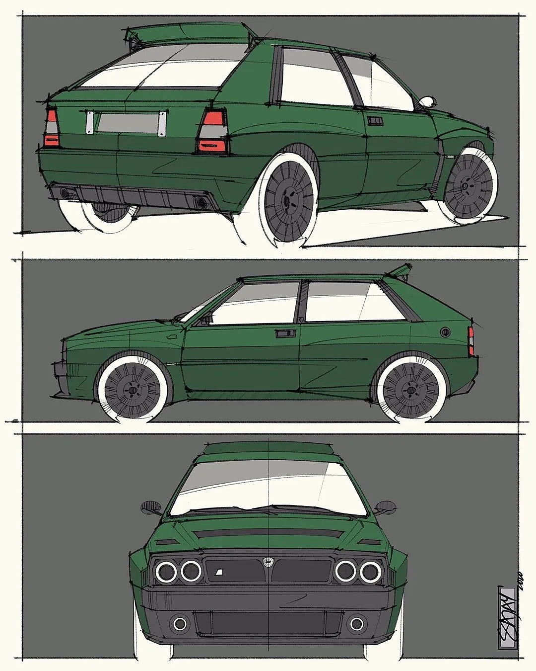 Hand drawn drawing of automobile，Automotive CMF，CMF design，
