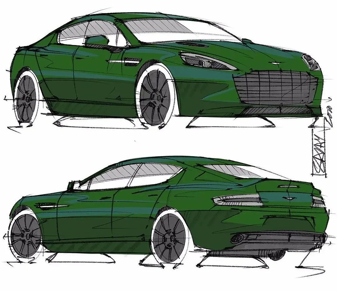 Hand drawn drawing of automobile，Automotive CMF，CMF design，