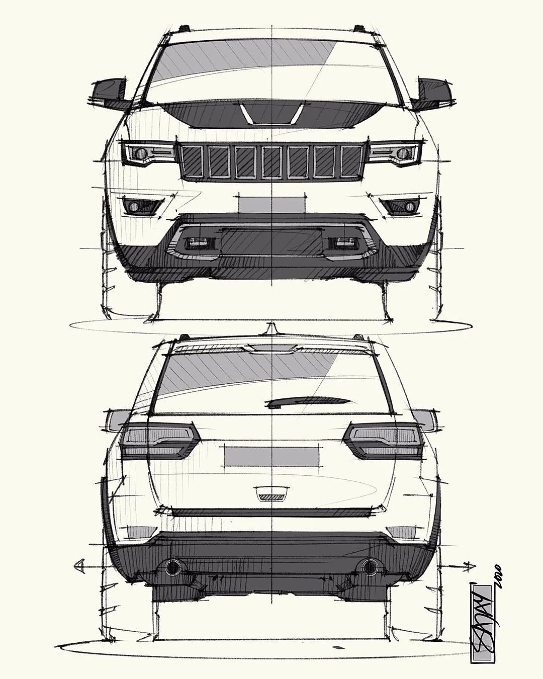 Hand drawn drawing of automobile，Automotive CMF，CMF design，