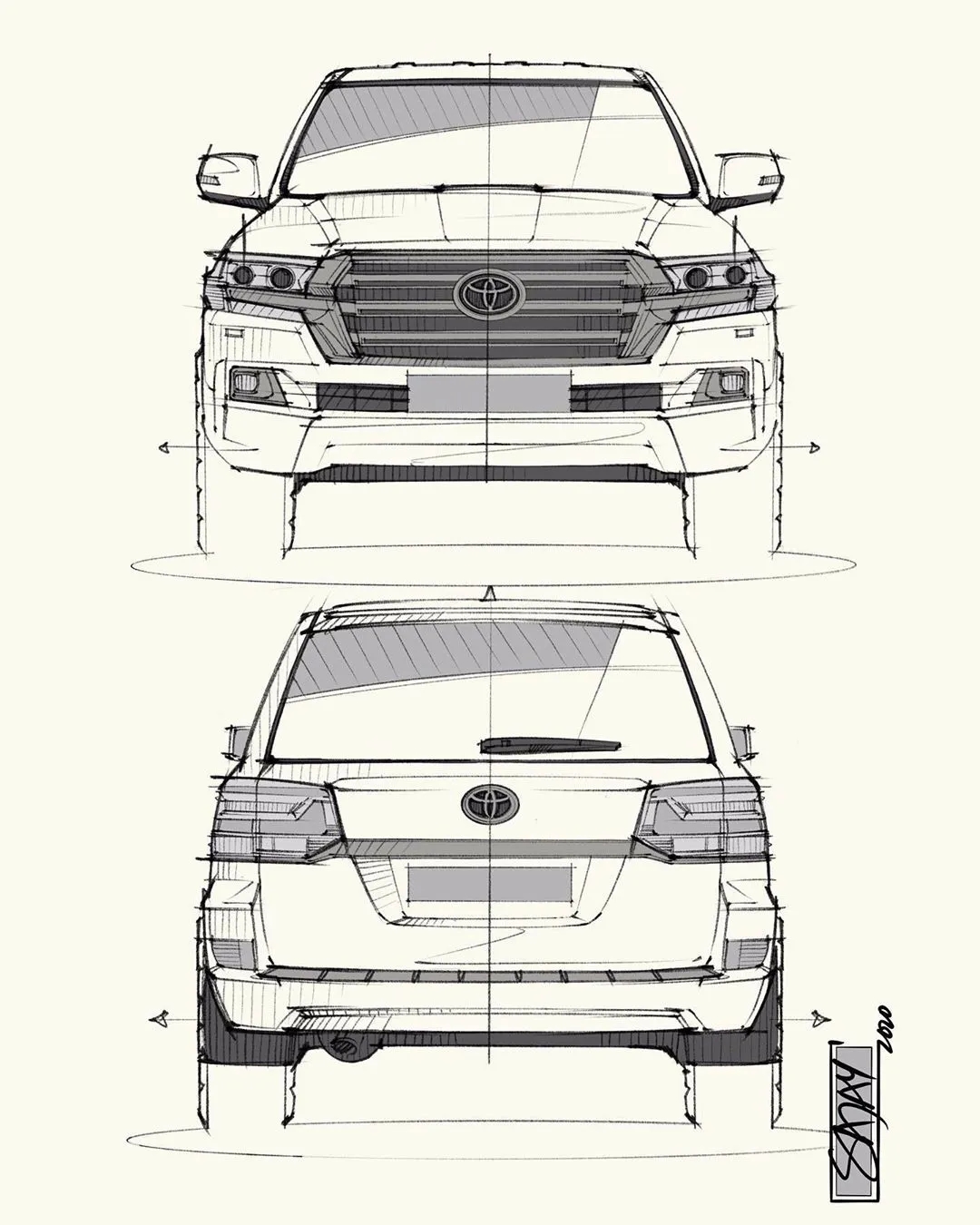 Hand drawn drawing of automobile，Automotive CMF，CMF design，