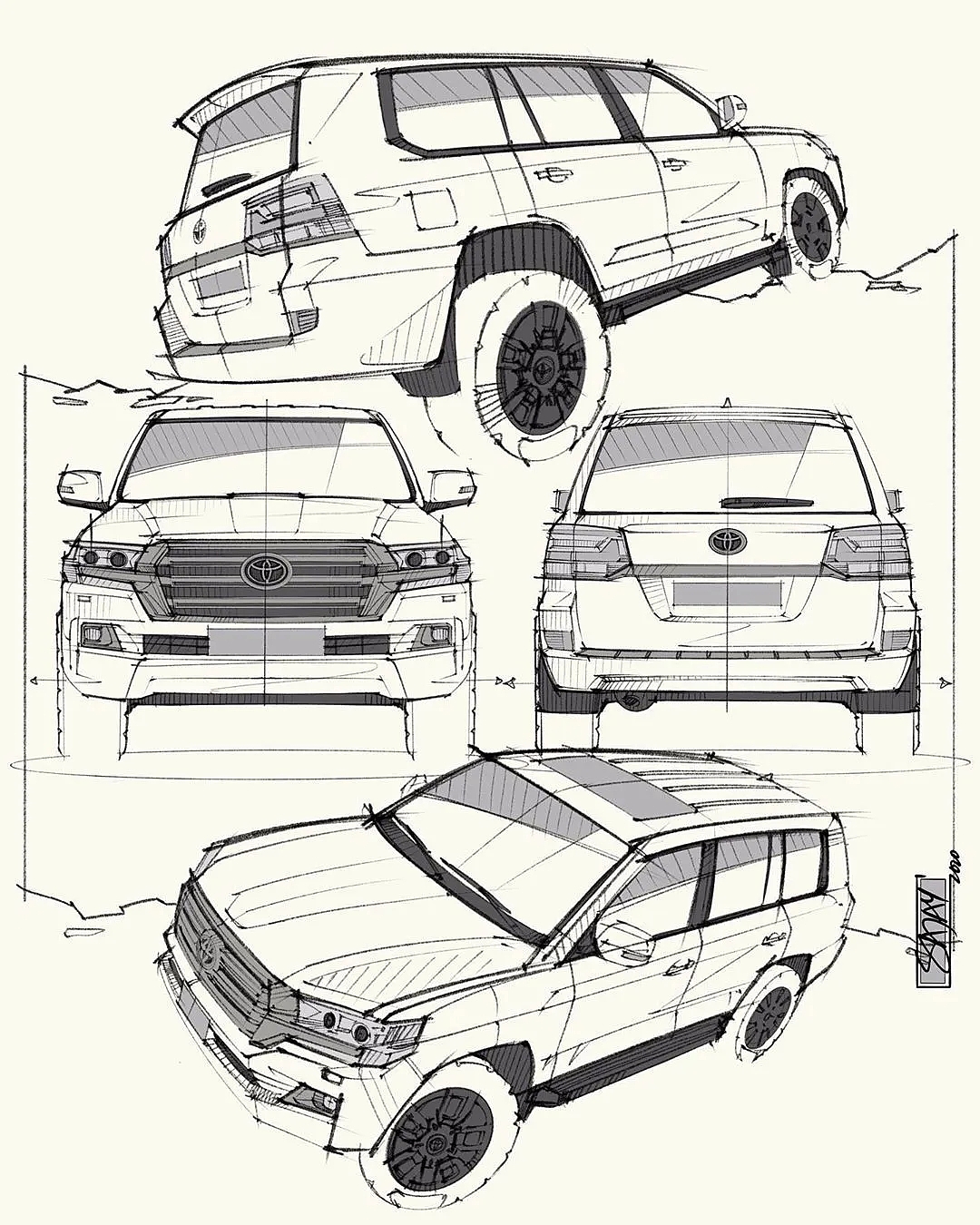 Hand drawn drawing of automobile，Automotive CMF，CMF design，