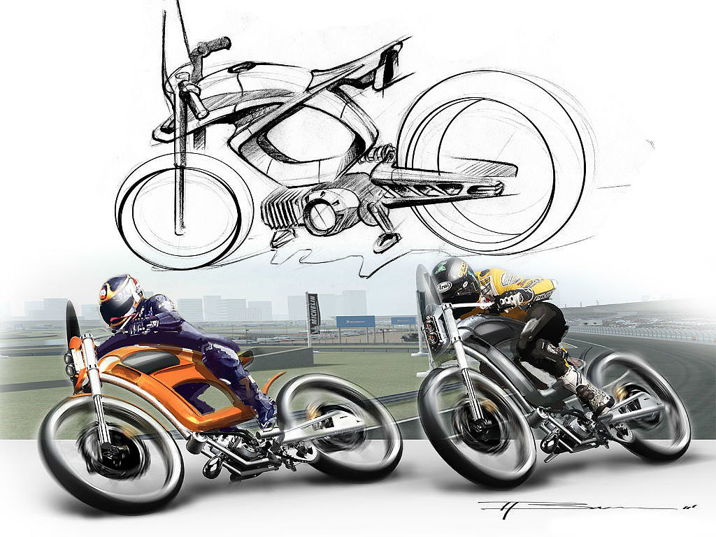 Concept Car，Motorcycle，Hand drawn，Rendering，