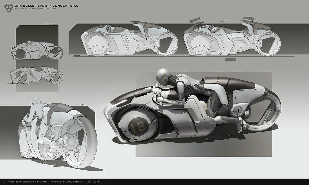 Concept Car，Motorcycle，Hand drawn，Rendering，