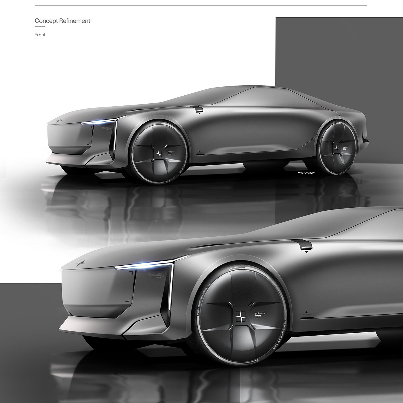 Polestar Pure，Murray Sharp，conceptual design，Automobile design，a design chart，