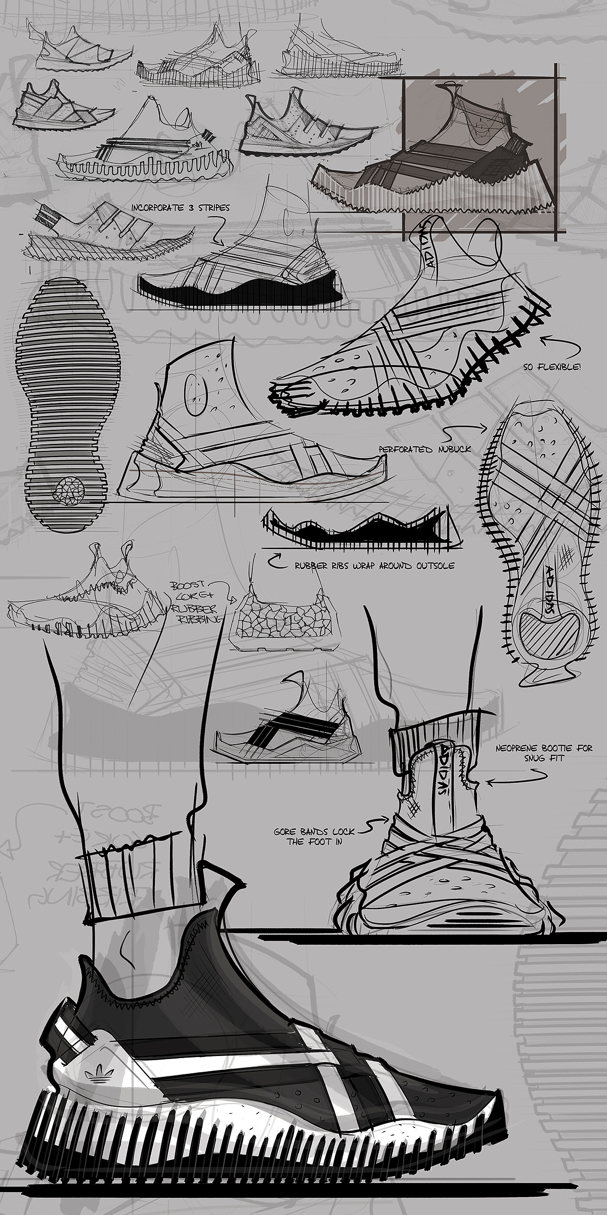 Lauren Sebastian，阿迪达斯，鞋，概念设计，黑色，adidas，