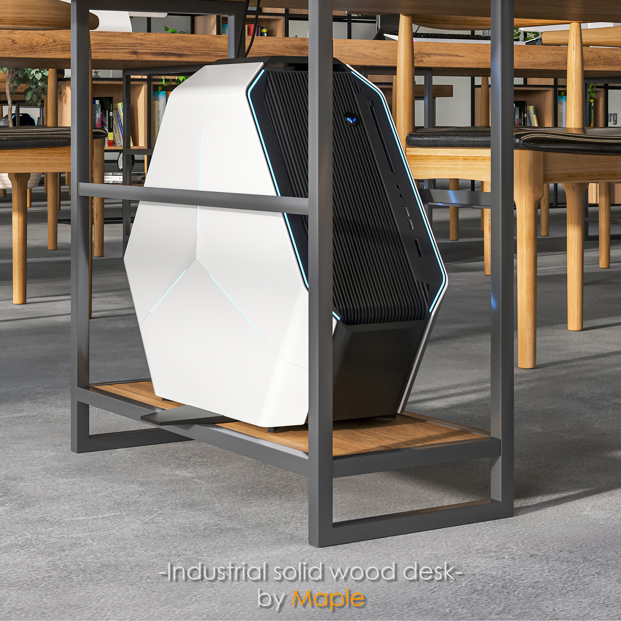 solid wood，Office desk and chair，corona，design sketch，Industry，3d，