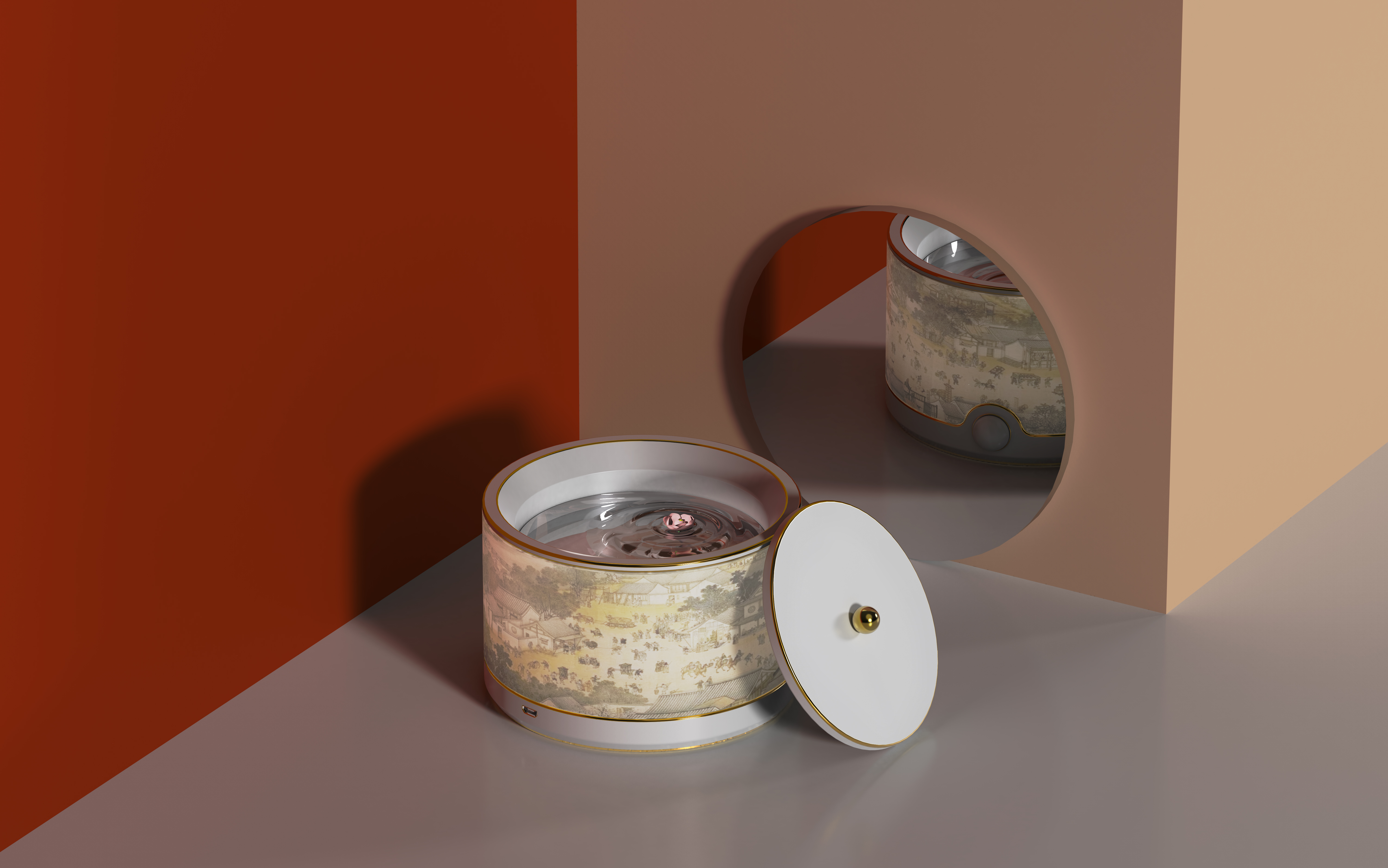 the Imperial Palace，National tide，Humidifier，Riverside Scene at Qingming Festival，