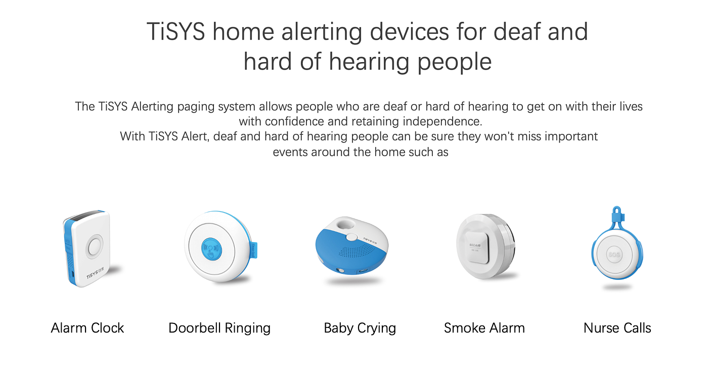 Hearing impairment alarm clock，Hearing impaired doorbell，Hearing impairment and smoke sensation，Hearing impaired infant pager，SOS button for hearing impairment，