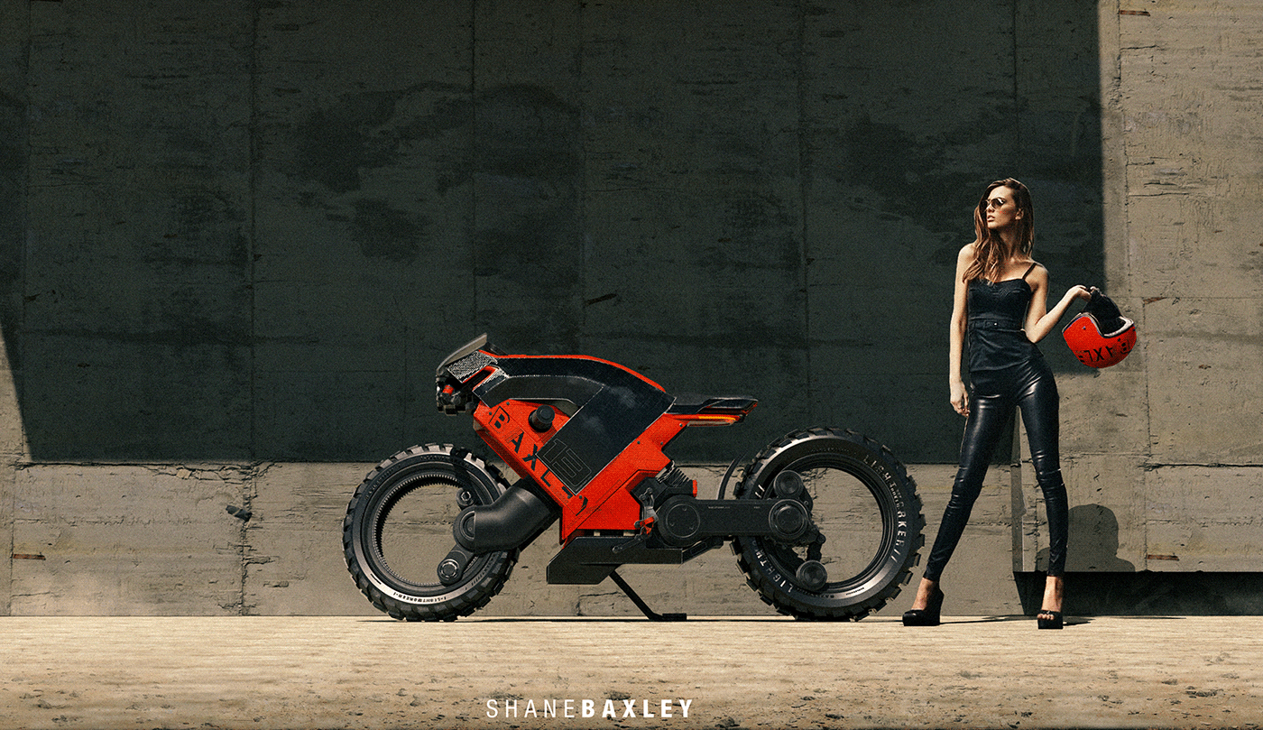 motorcycle，Baxley Moto，modeling，Render，