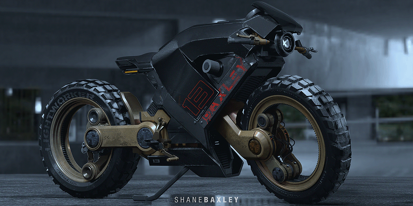 摩托车，Baxley Moto，建模，渲染，