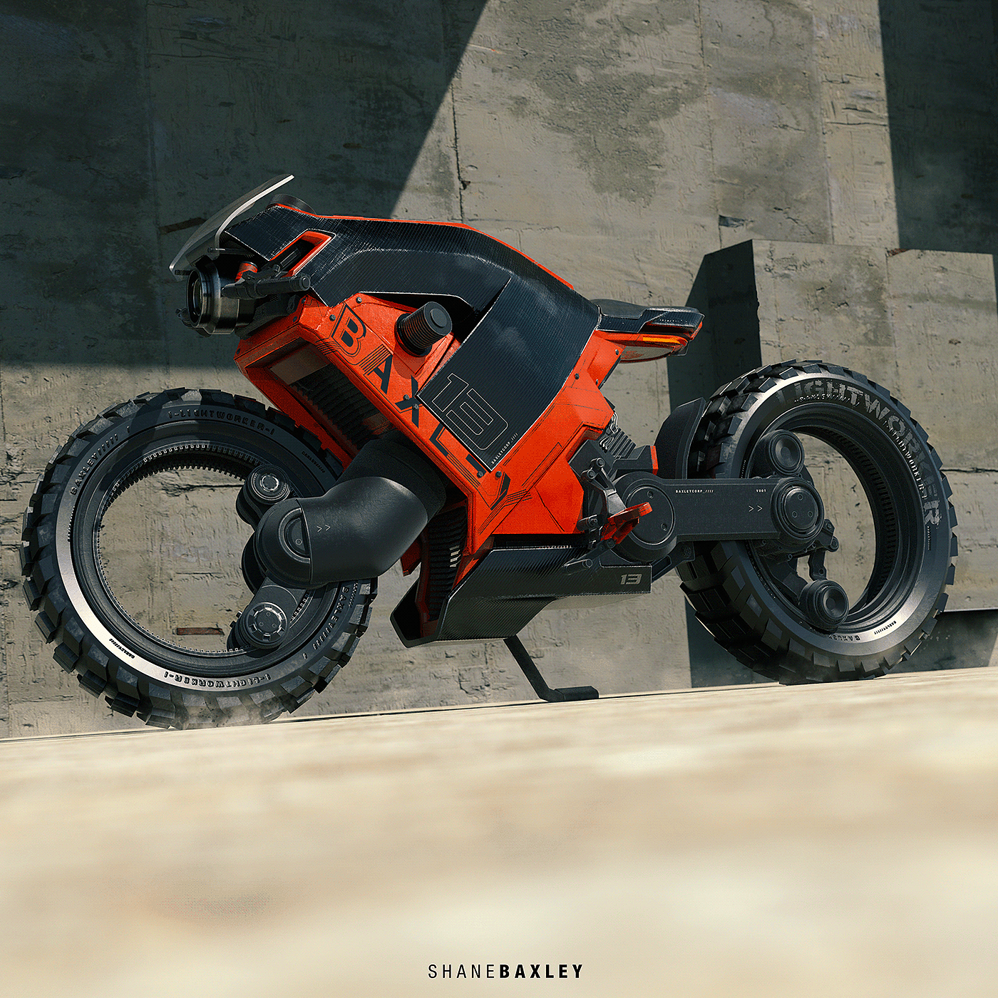 摩托车，Baxley Moto，建模，渲染，
