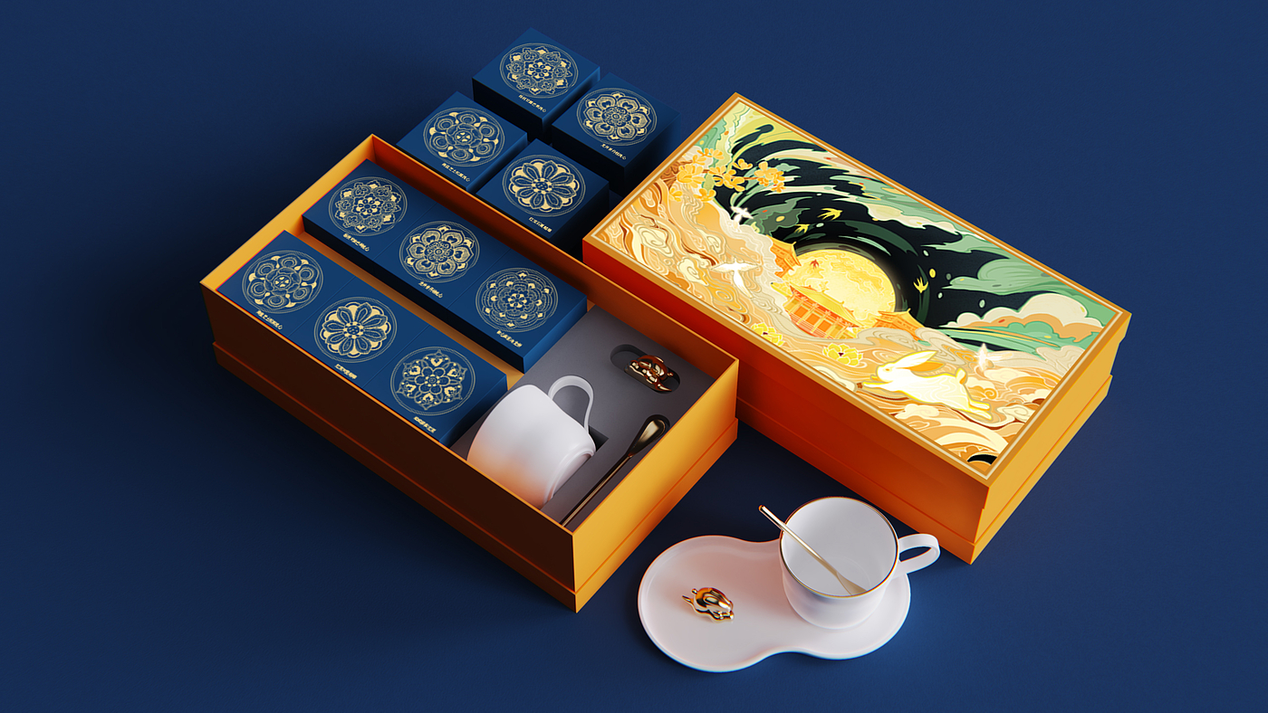 Moon cake gift box，Mid-autumn Festival，ceramics，