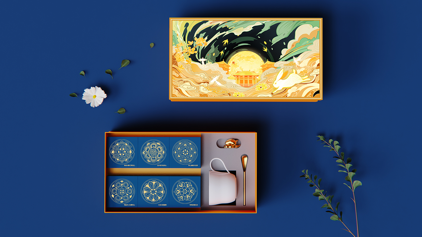 Moon cake gift box，Mid-autumn Festival，ceramics，