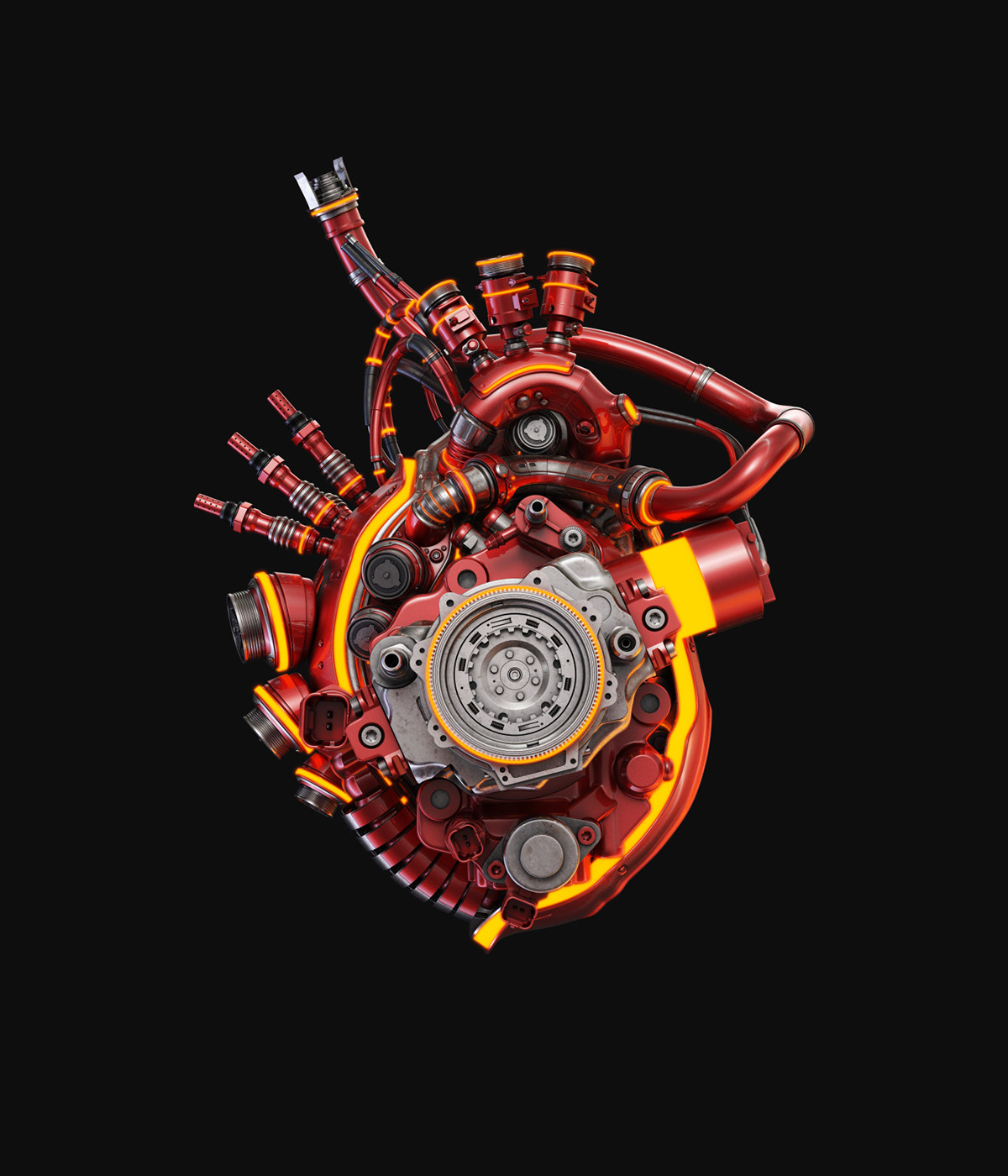 heart，Mechanics，Futurist，organ，science fiction，