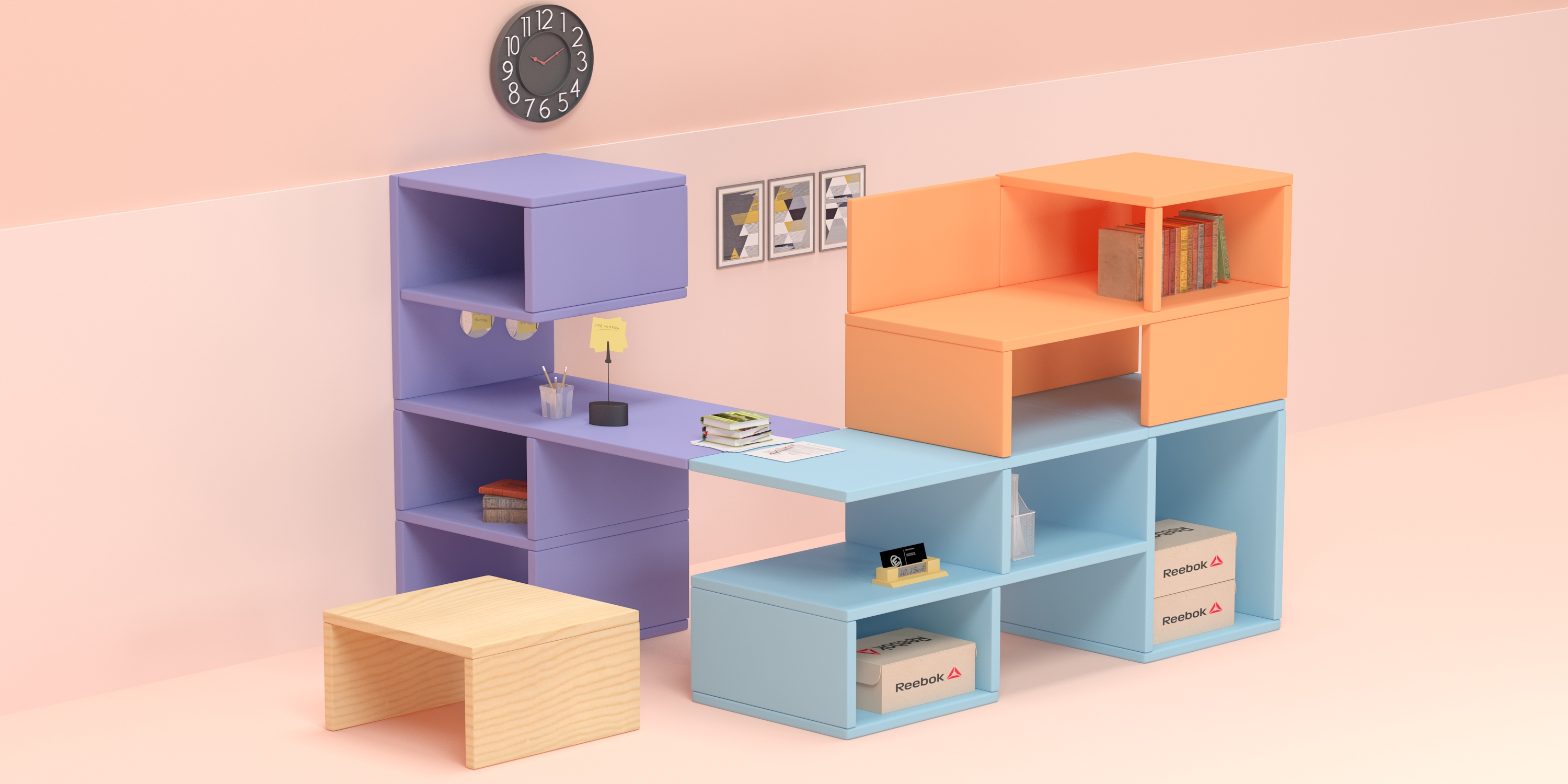 Bookcase with freely convertible mode，