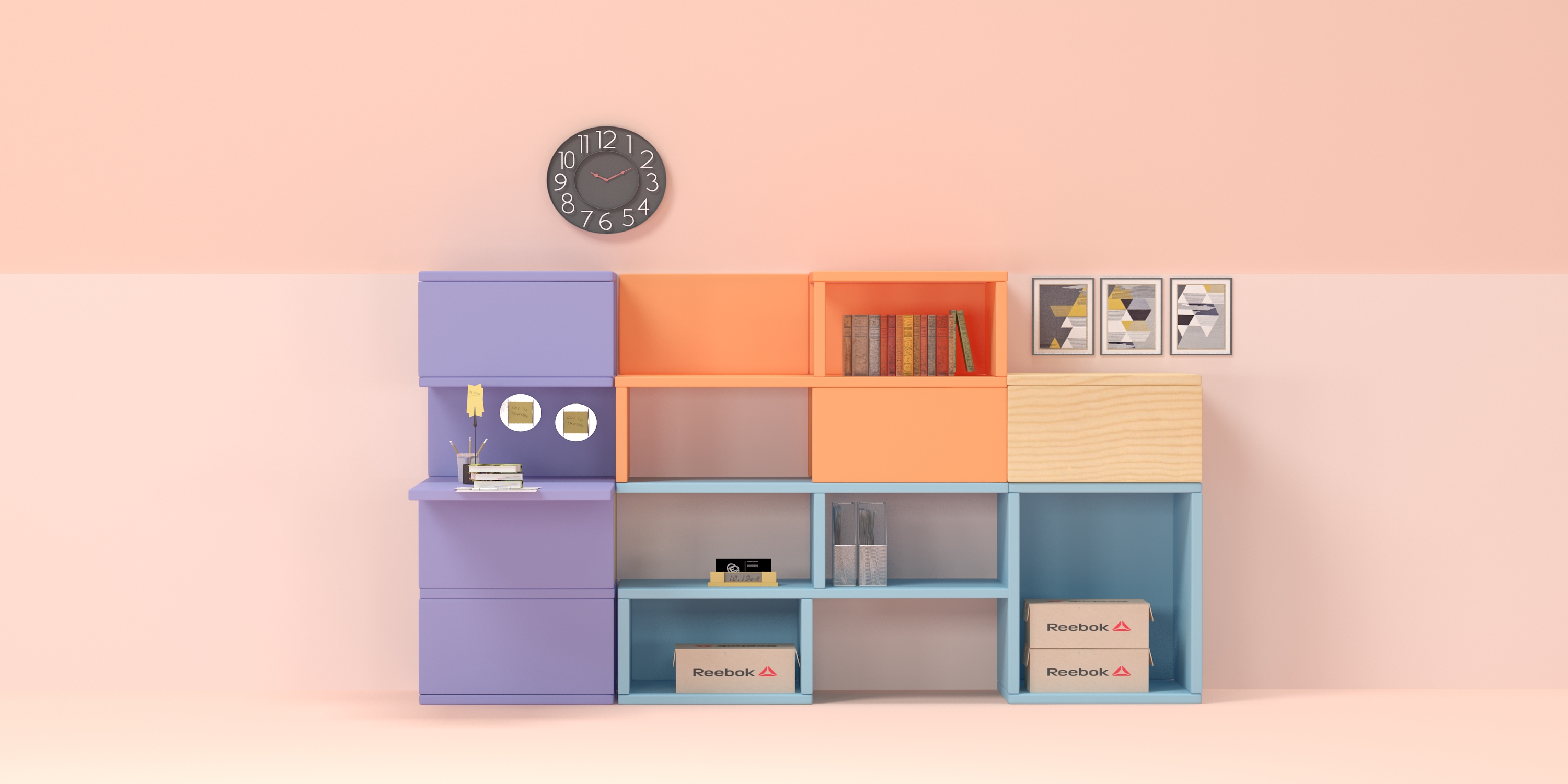 Bookcase with freely convertible mode，