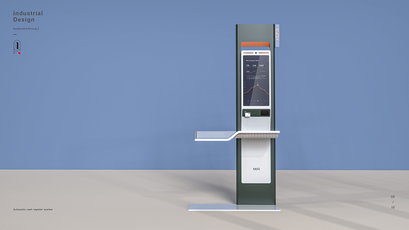 Automatic cash register，Product appearance design，industrial design，Public facilities design，Product detail design，