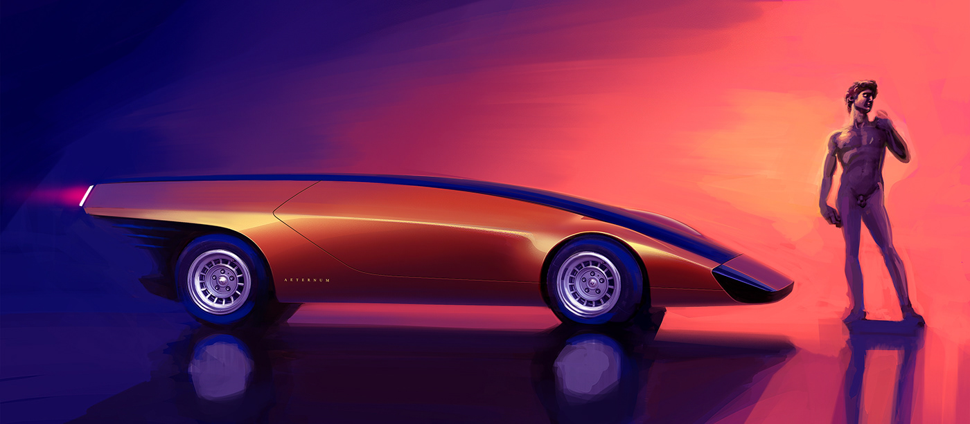 Sports car，Ferrari，concept，Digital art，
