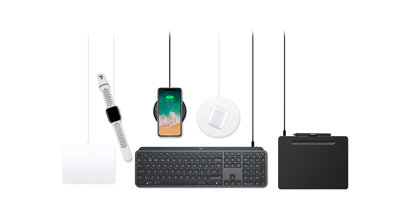 键盘，手绘板，计算机，手表，无线充电，