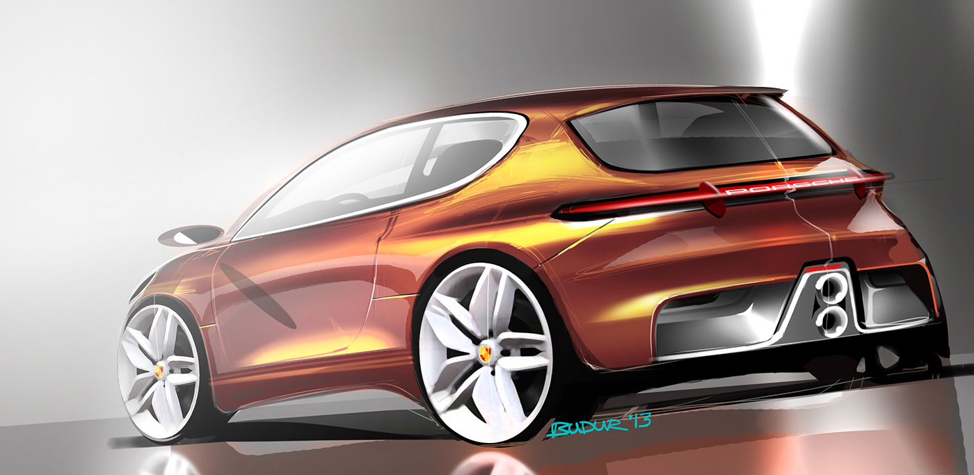 automobile，Porsche，Hand drawn，Ubee ，P O R S C H E，