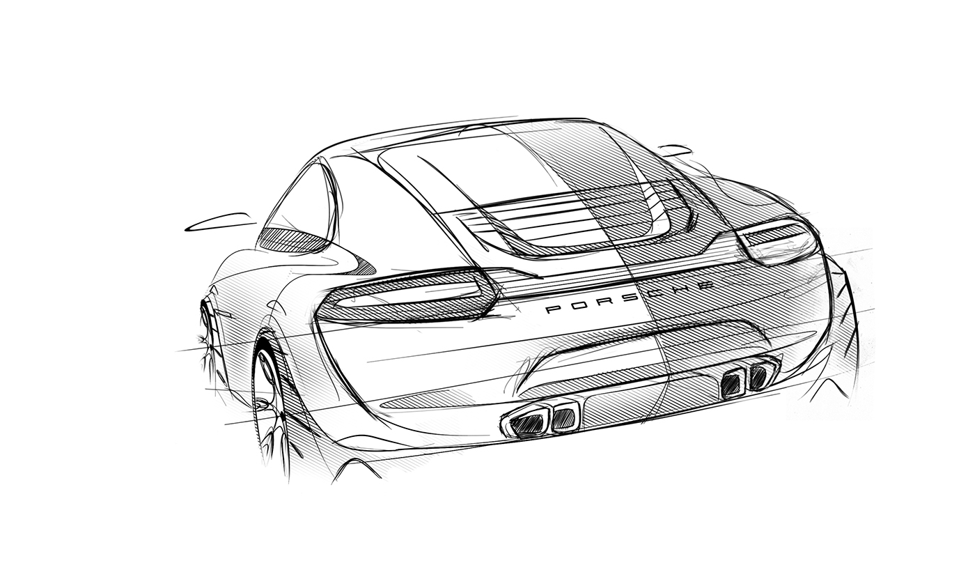 automobile，Porsche，Hand drawn，Ubee ，P O R S C H E，