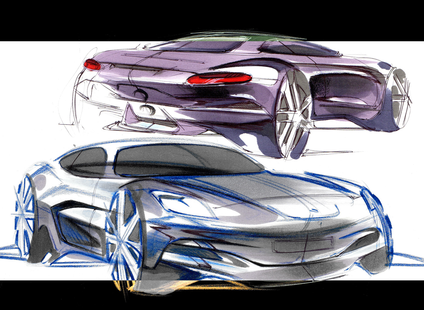 automobile，Porsche，Hand drawn，Ubee ，P O R S C H E，