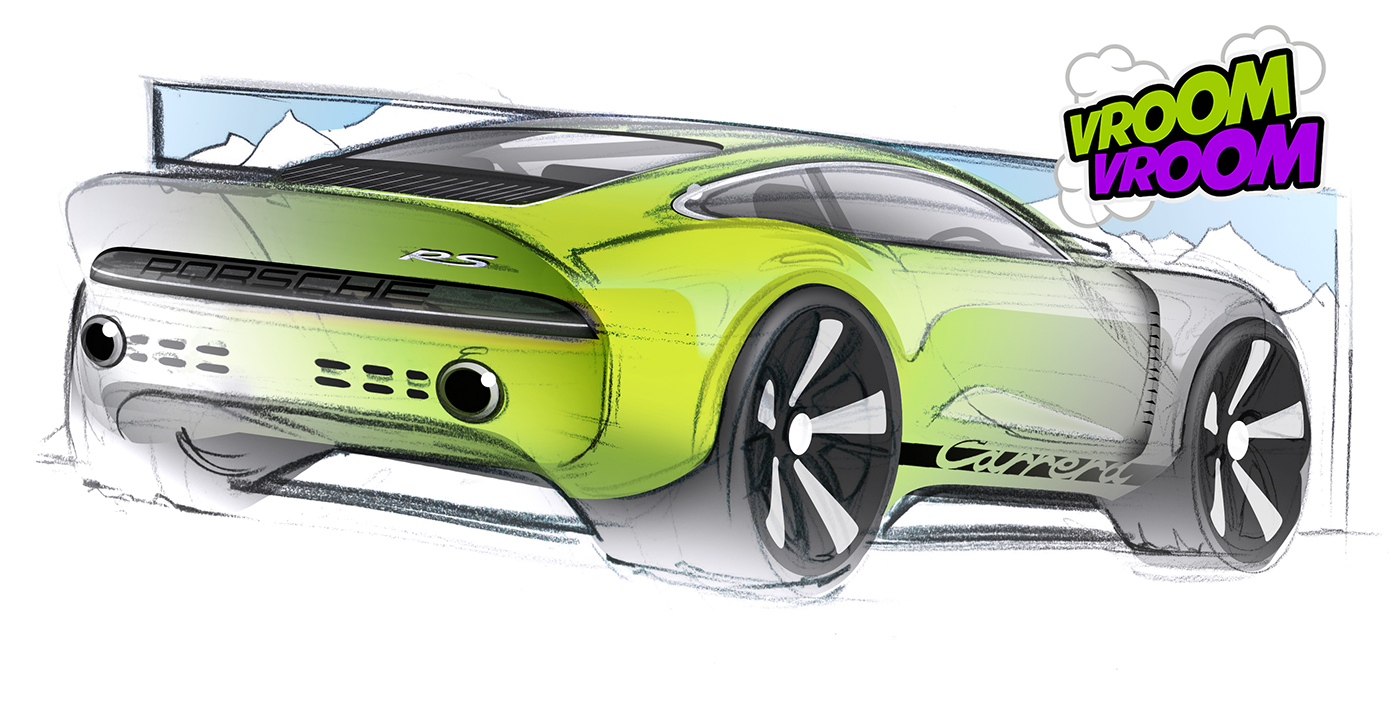 automobile，Porsche，Hand drawn，Ubee ，P O R S C H E，