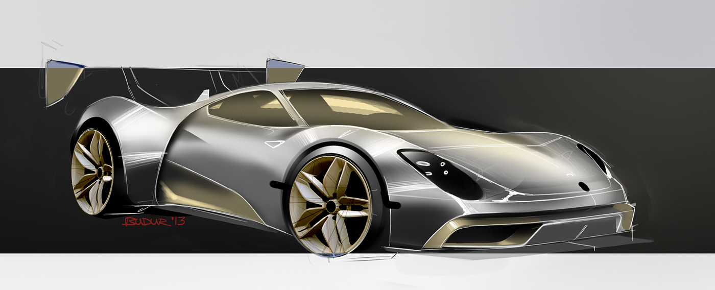 automobile，Porsche，Hand drawn，Ubee ，P O R S C H E，