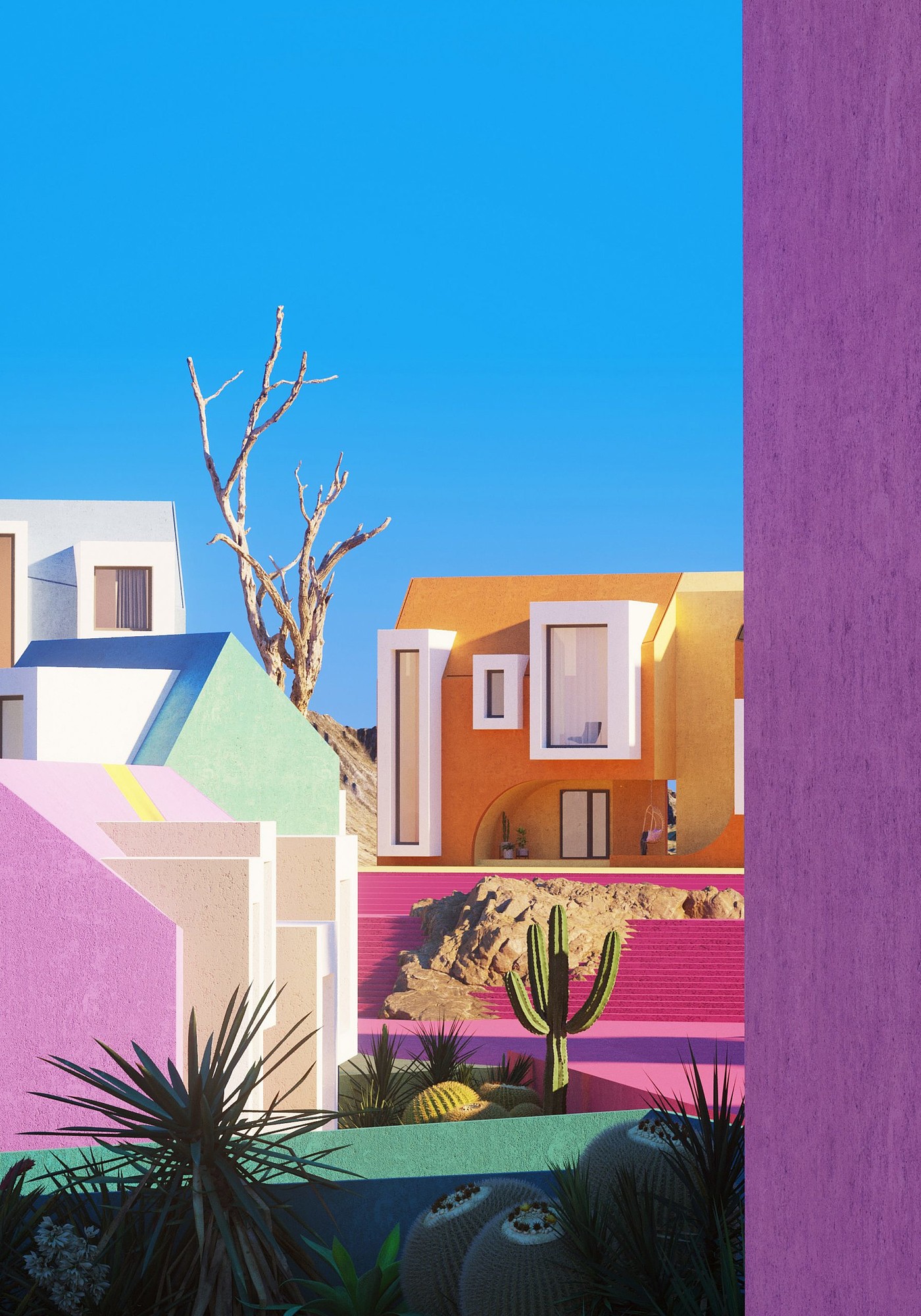 community，village，fictitious，design sketch，colour，