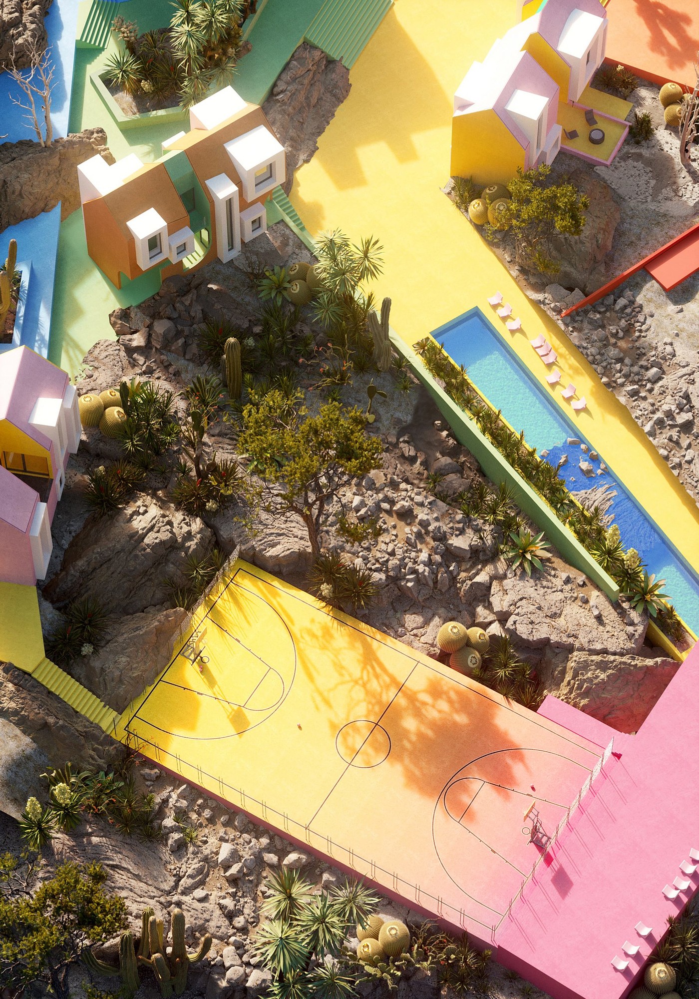 community，village，fictitious，design sketch，colour，