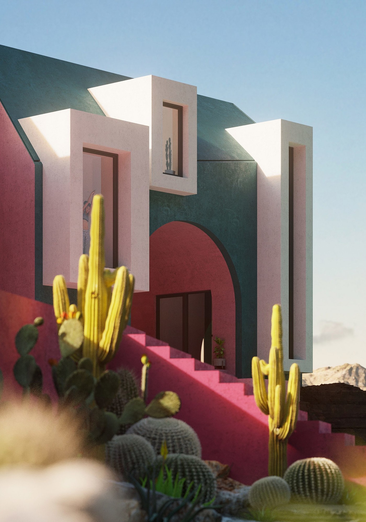 community，village，fictitious，design sketch，colour，