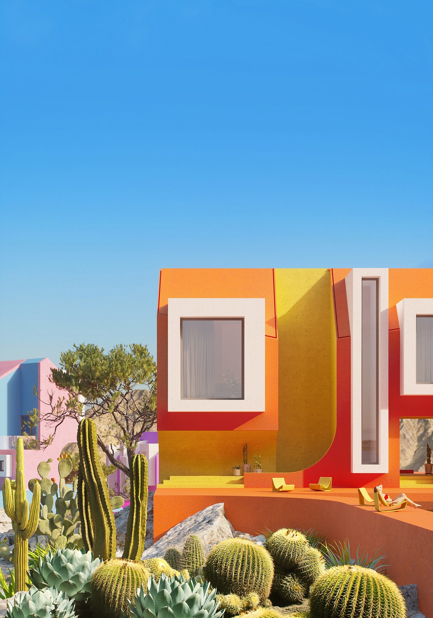 community，village，fictitious，design sketch，colour，