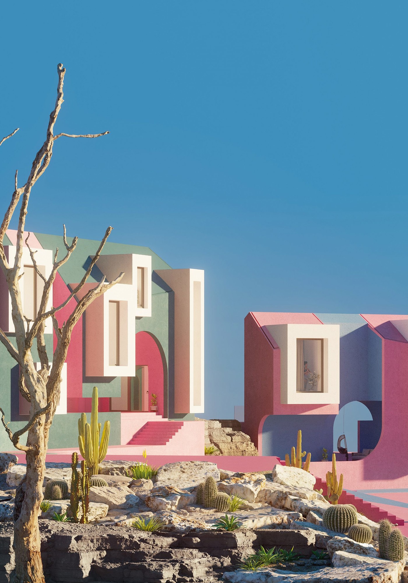 community，village，fictitious，design sketch，colour，