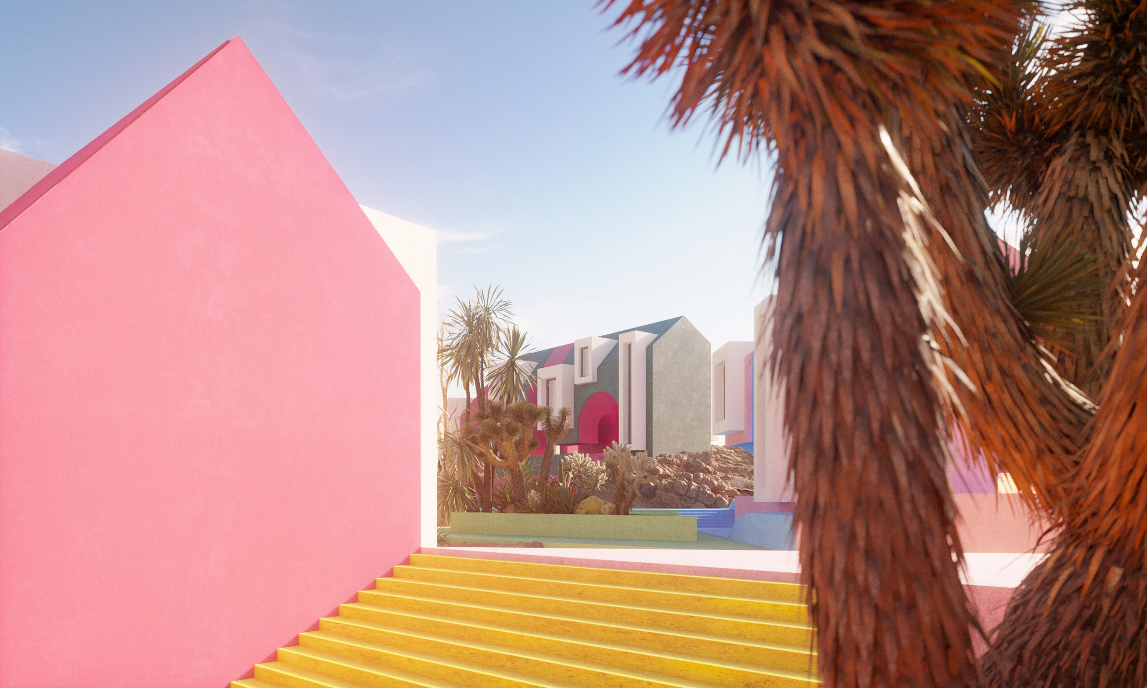 community，village，fictitious，design sketch，colour，