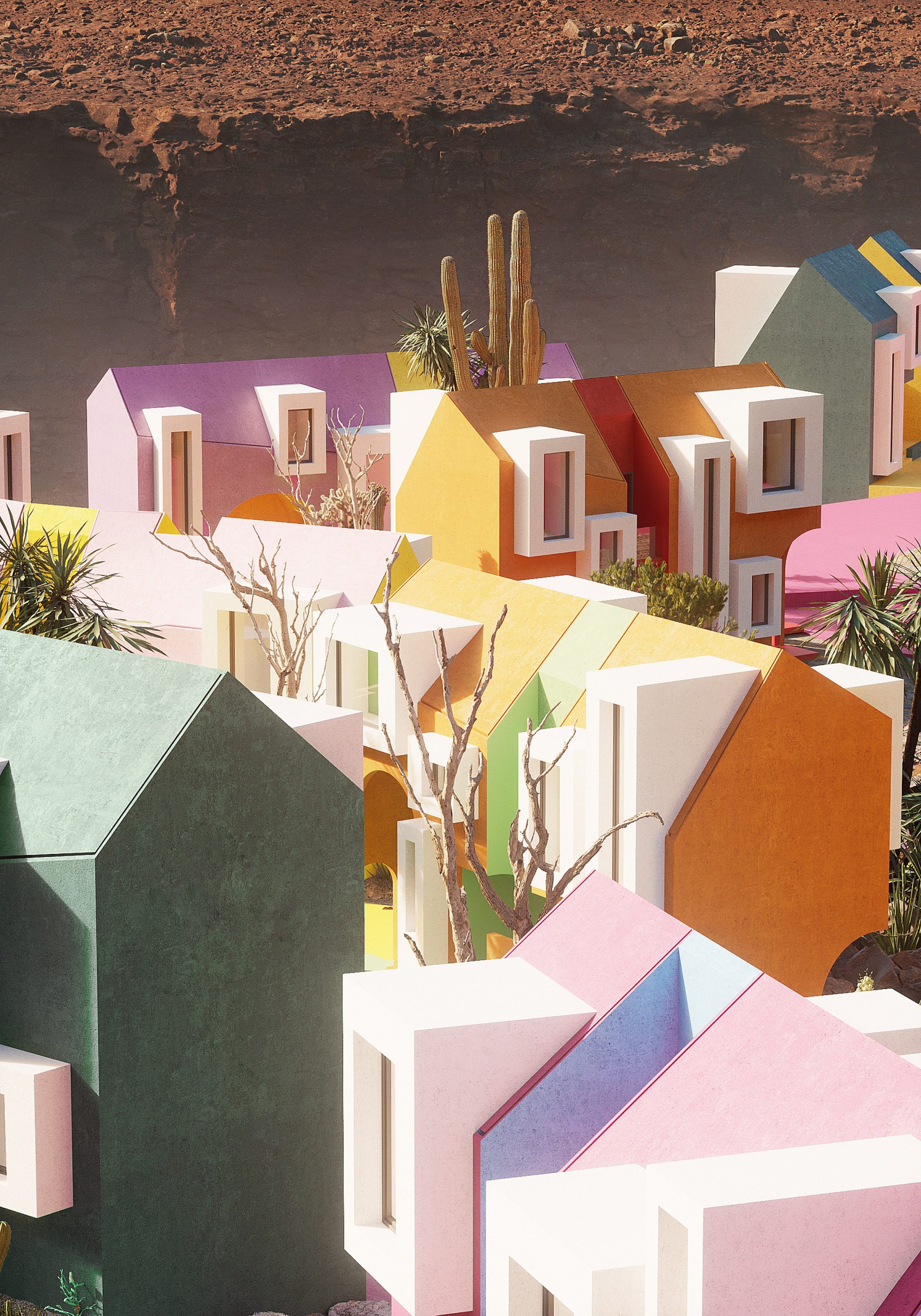 community，village，fictitious，design sketch，colour，