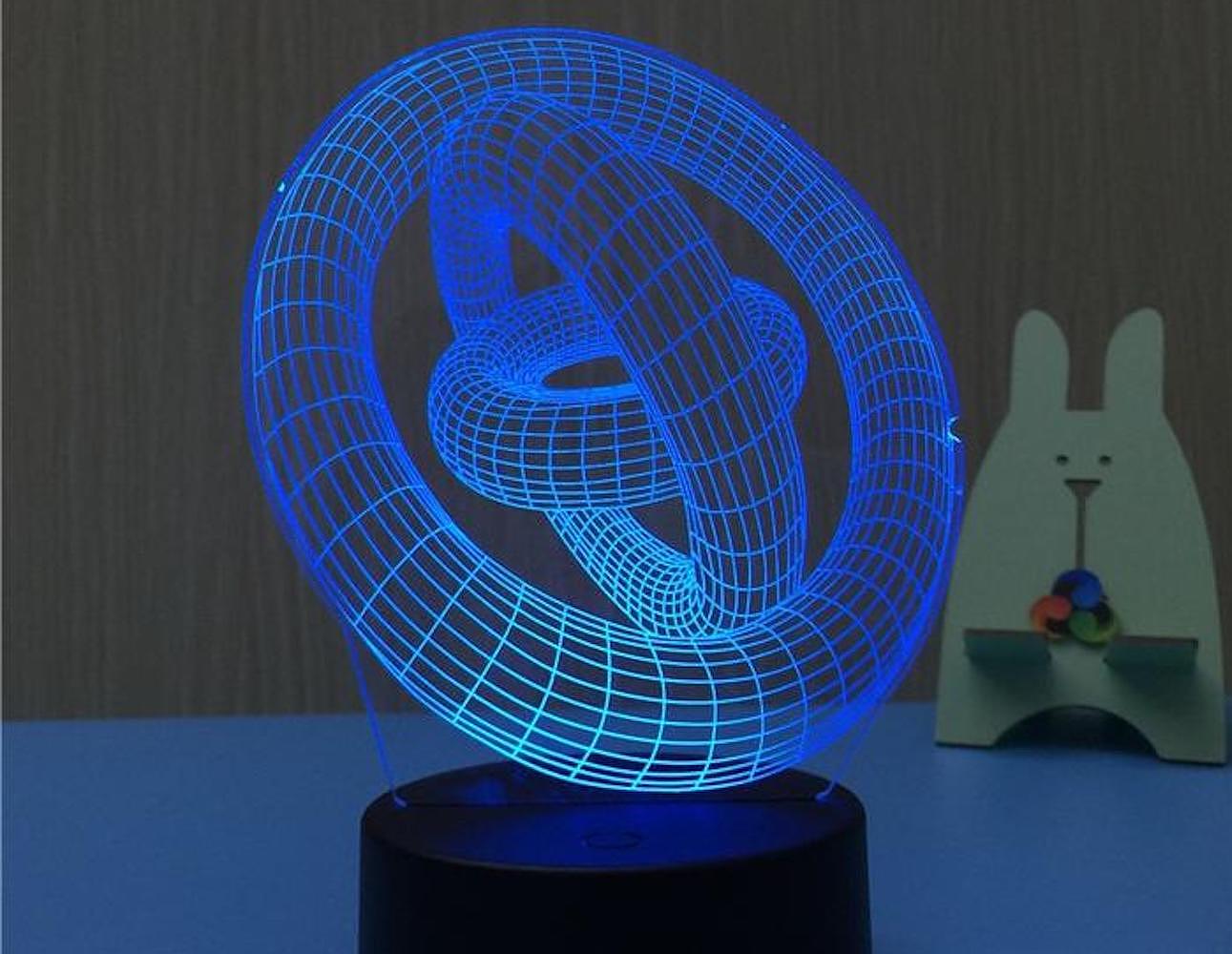 3D illusion table lamp，lantern shaped like a lotus flower，Laser technology，