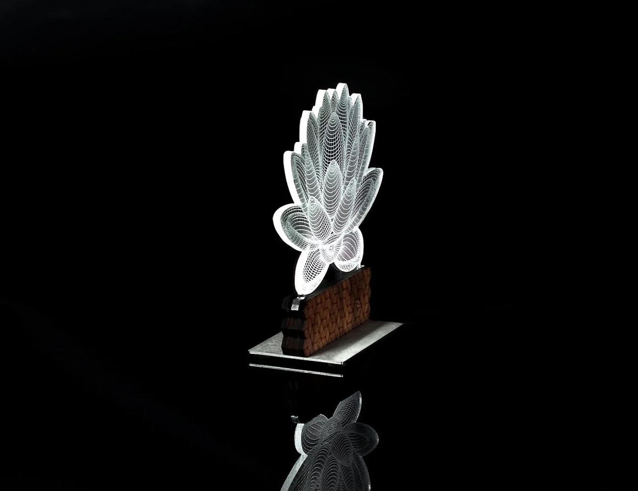 3D illusion table lamp，lantern shaped like a lotus flower，Laser technology，