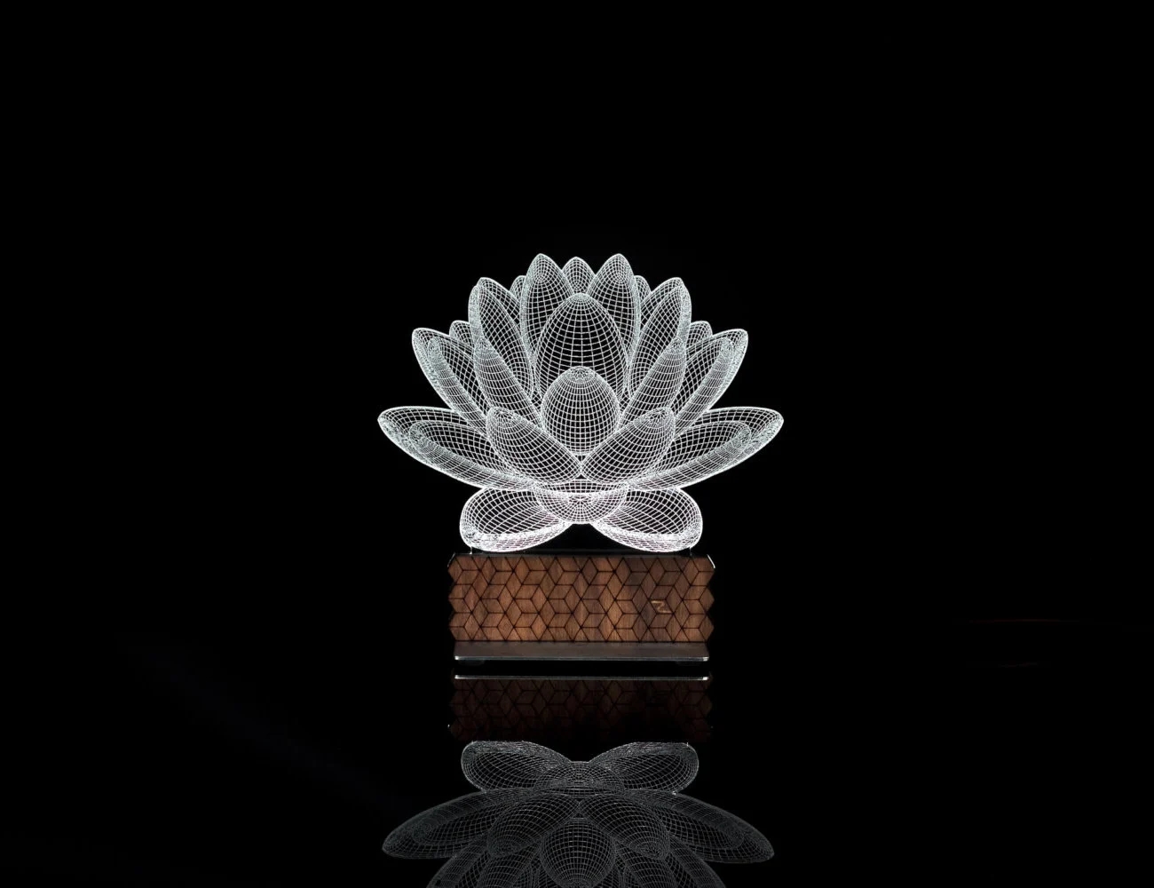 3D illusion table lamp，lantern shaped like a lotus flower，Laser technology，