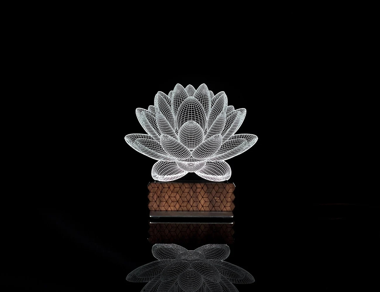 3D illusion table lamp，lantern shaped like a lotus flower，Laser technology，