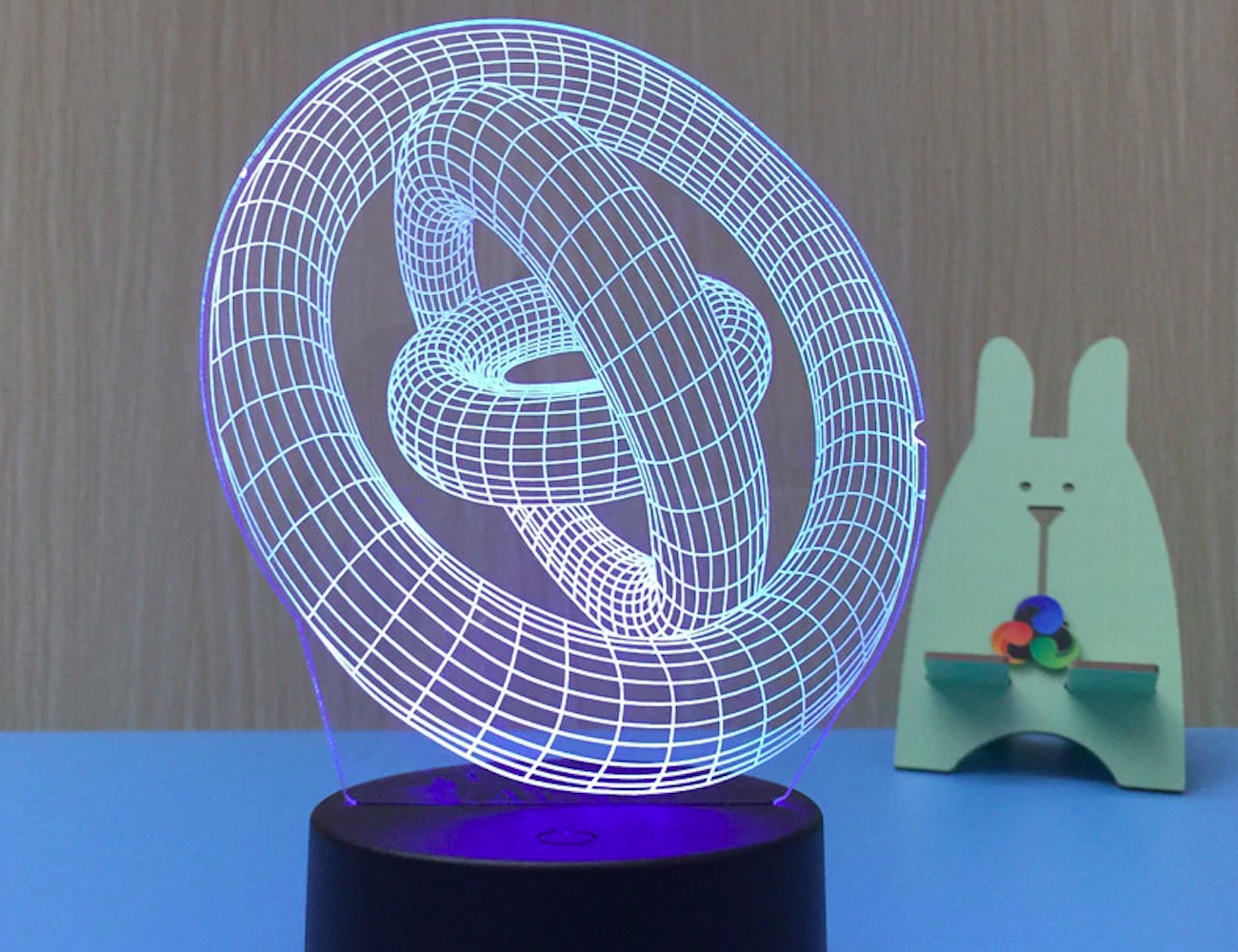 3D illusion table lamp，lantern shaped like a lotus flower，Laser technology，