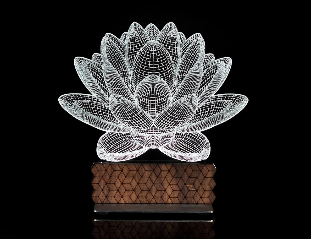 3D illusion table lamp，lantern shaped like a lotus flower，Laser technology，